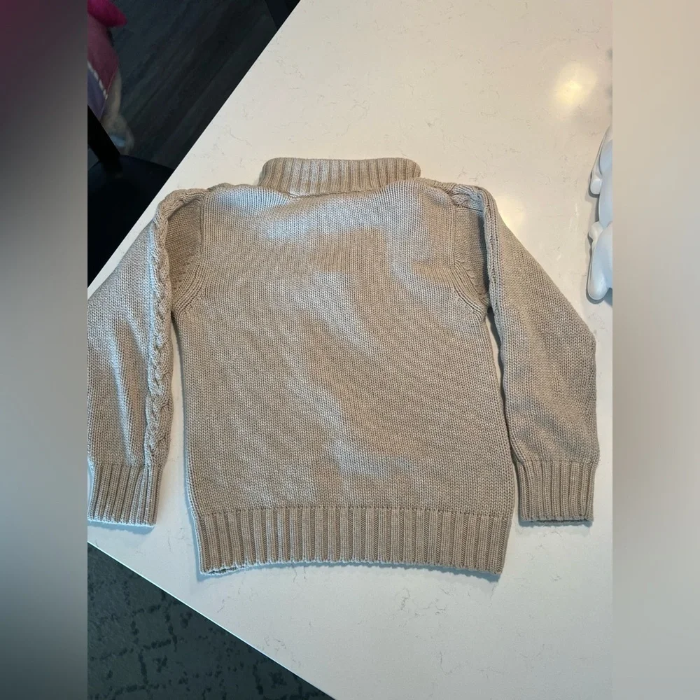 Girls Gymboree beige cable knit collared sweater size 7/8